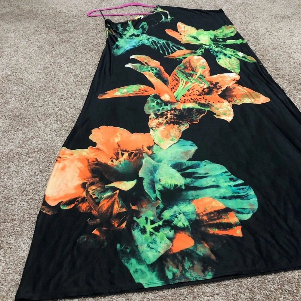 Floral One Shoulder Maxi Dress by Miss Morena